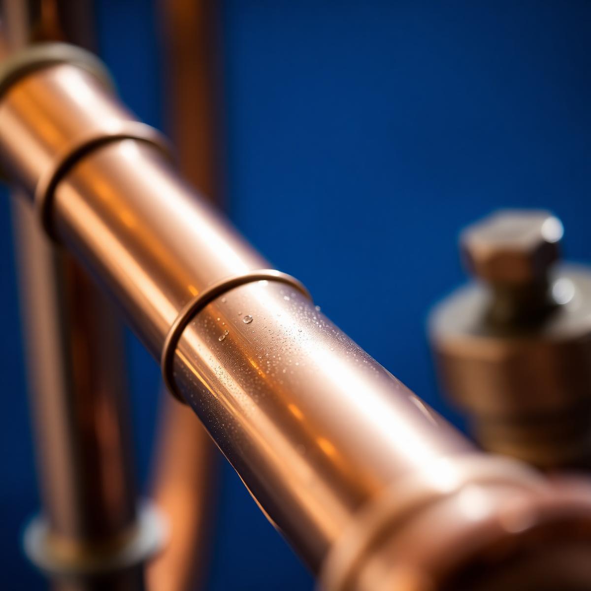 Polished copper plumbing detail